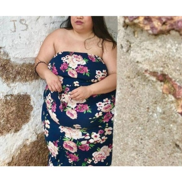 Women's Plus Size Beach/Vacay Floral Maxi Strapless Dress size 3X - Picture 1 of 7